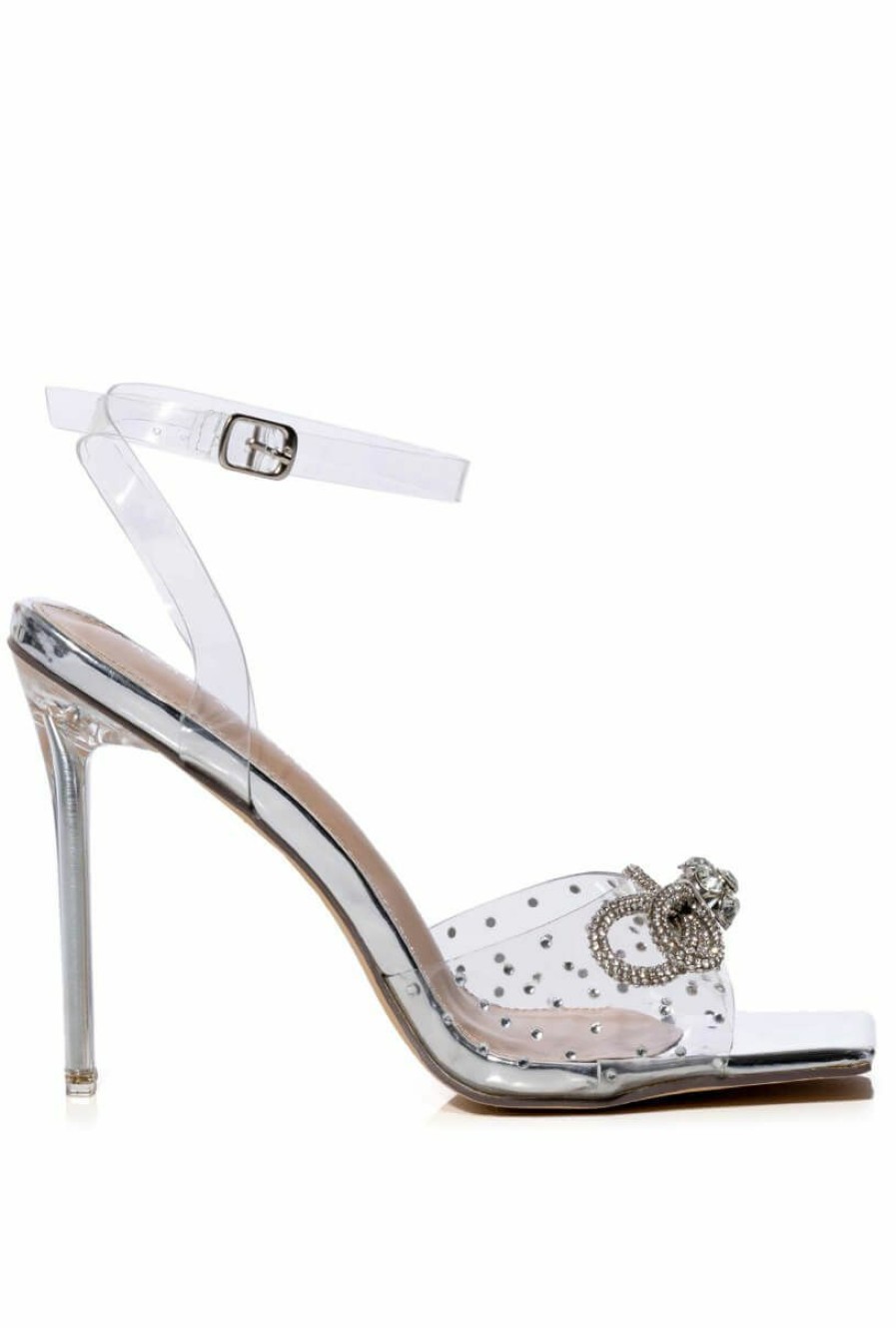 Shoes * | Azalea Wang Kamari Embellished Stiletto Sandal In Silver