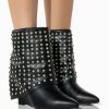 Shoes * | Azalea Wang Marina Rhinestone Studded Fold Over Wedge Bootie In Black