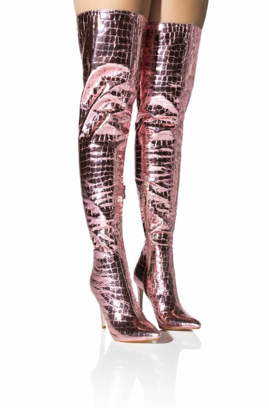 Shoes * | Azalea Wang Showstopper Over The Knee Stiletto Boot In Pink