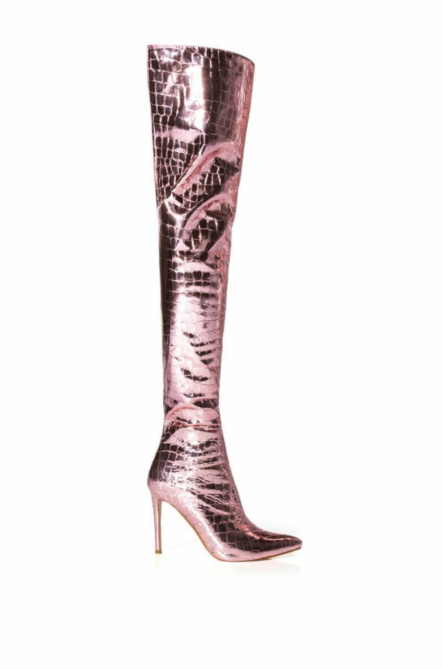 Shoes * | Azalea Wang Showstopper Over The Knee Stiletto Boot In Pink