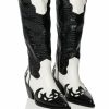 Shoes * | Azalea Wang Sally Western Bootie In Black White