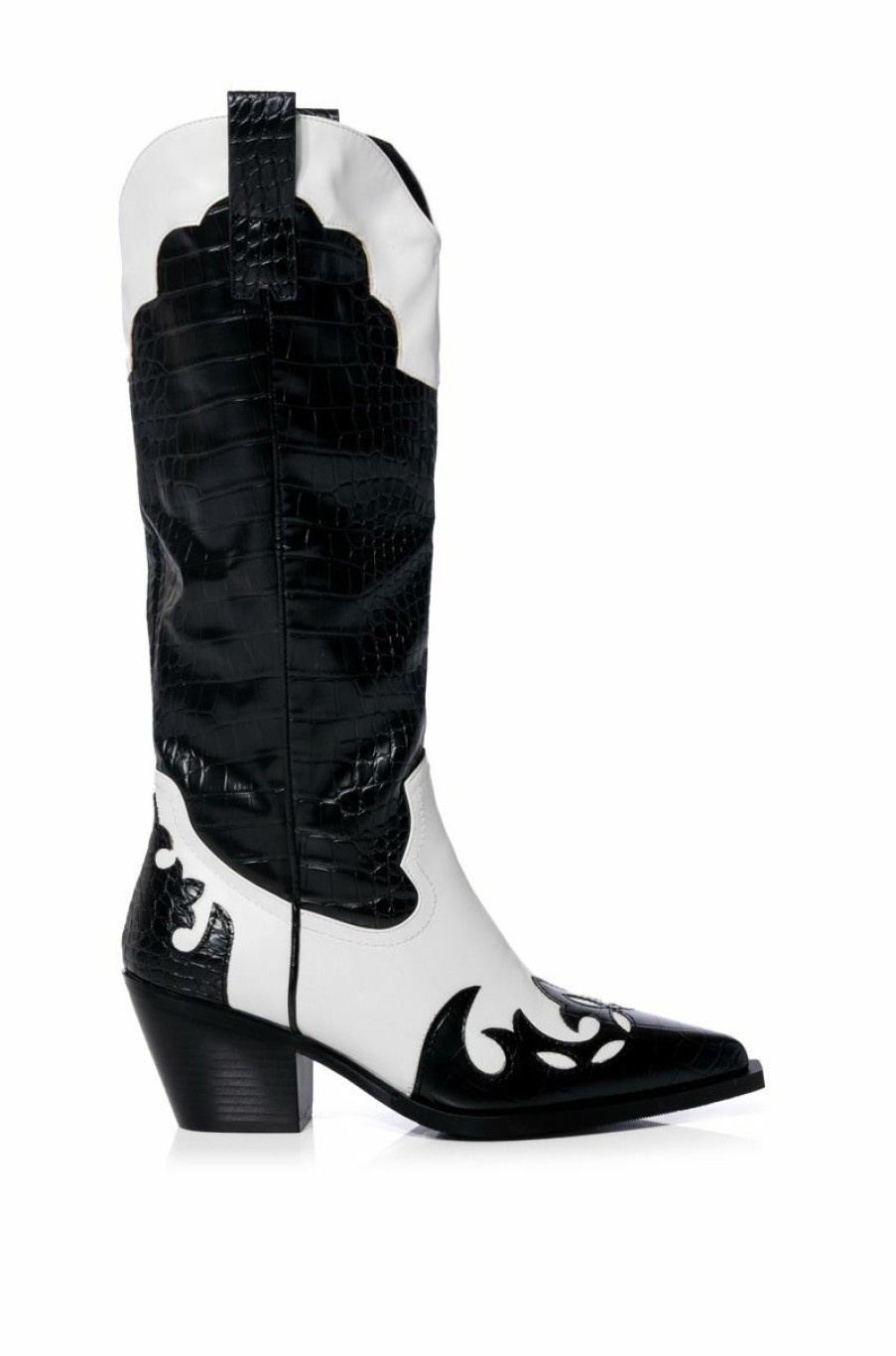 Shoes * | Azalea Wang Sally Western Bootie In Black White