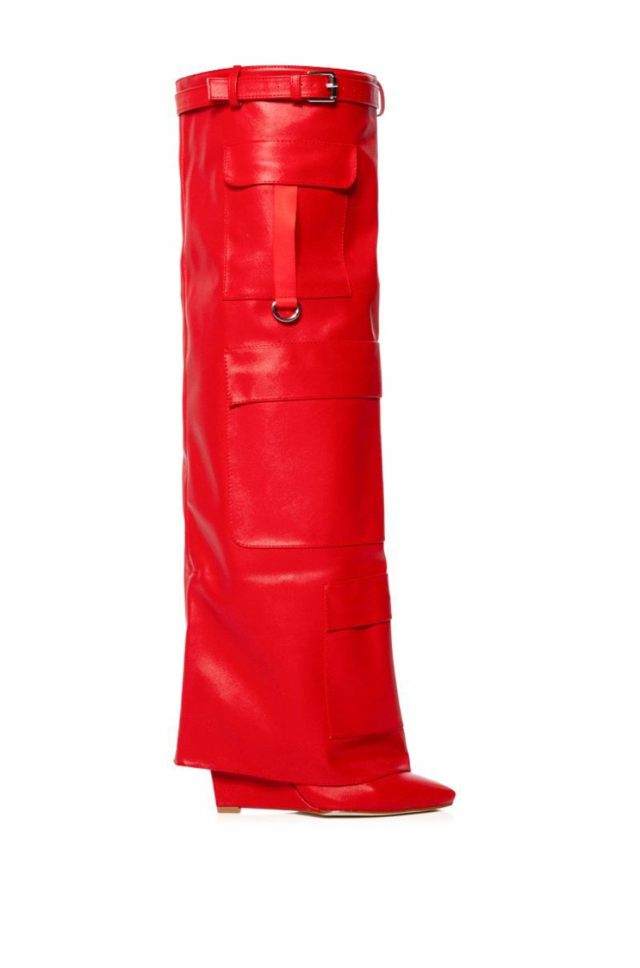 Shoes * | Azalea Wang Alexia Fold Over Wedge Boot In Red