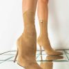 Shoes * | Azalea Wang Youre In The Mood For A Dance High Heel Pointed Toe Bootie Taupe