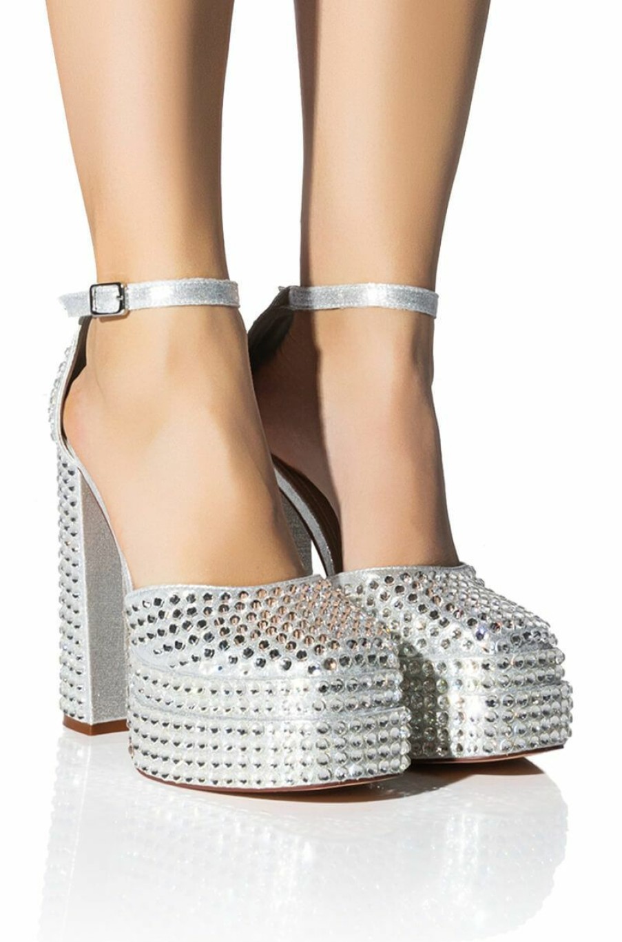 Shoes * | Sip Of Sparkling Platform Mary Janes Silver